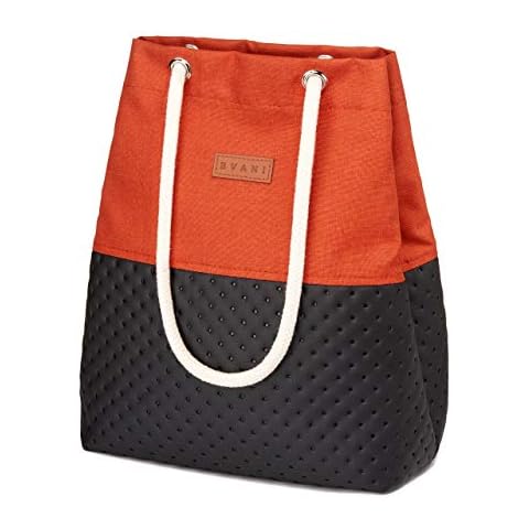 Bvani Large Canvas Tote Bag for Women with Pockets for School Work and Shopping (Foxy Orange Dots) Cover
