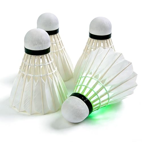 Novelty Place LED Badminton Shuttlecocks Set – Night Visibility Badminton Sports Equipment, Indoor Outdoor Use (4 Pack)