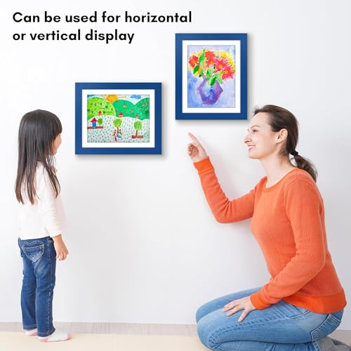 Image of Americanflat Kids Artwork Frame Changeable (Sapphire Blue) - Magnetic Door Holds 100 Art Pieces - 8.5x11 Letter Size Display with Mat or 10x12.5 Without Mat - My Mini Masterpiece (Pack of 8)