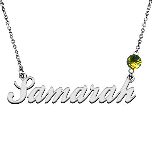 GR859C Personalized Charm Name Necklace with Birthstone for Best Friends Samarah