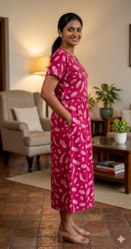 Image of Maternity Feeding Maxi Dress with Pockets, Green Butterfly Print, Zipless Long Pregnancy Gown, Pre & Post Maternity Wear Ankle Length