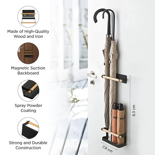 Image of UMAI Wooden Umbrella Stand (9cm) | Wall Mounted Storage Organizer | Rack for Home | Holder