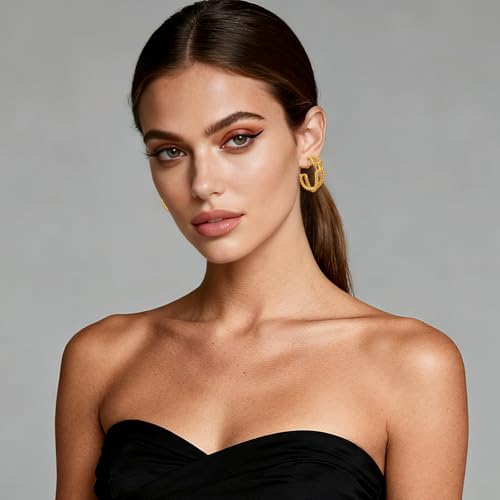 Image of Gold and Silver Mixed Metal Clip-On Earrings Two Tone Clip-On Earrings Chunky Twist Open Hoops Earring Fashion Jewelry