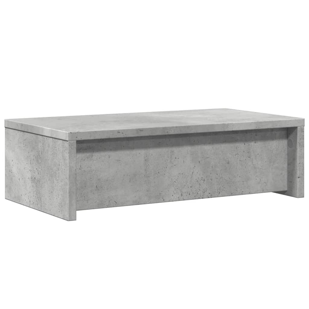 Monitorständer mit Schubladen Betongrau aus Holzwerkstoff 50 x 27 x 15 cm, 2 Schubladen, 25 kg Tragkraft, Monitoraufsatz für Schreibtisch, Arbeitsplatz und Homeoffice, Ordnung und Ergonomie