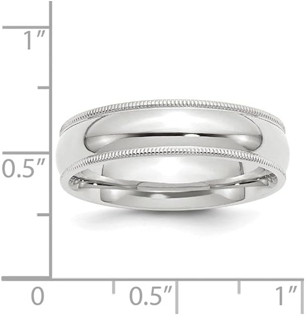 Diamond2Deal 14k White Gold 6mm Milgrain Comfort Fit Wedding Band Ring