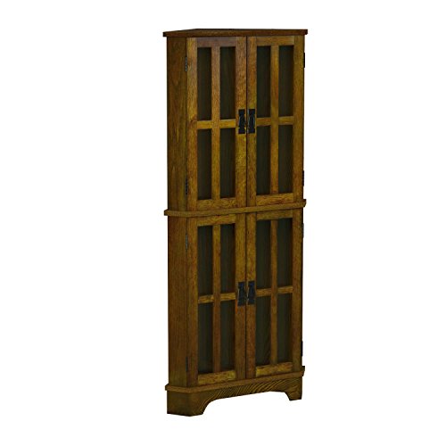 Coaster Home Furnishings 4-Shelf Corner Curio Cabinet Golden Brown - Thumbnail 3