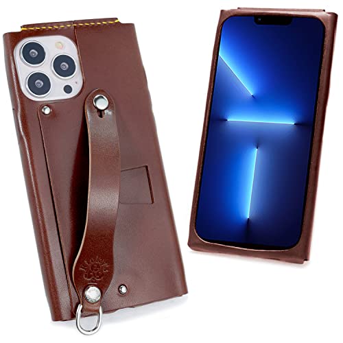 【受注製作】 オールレザー シンプルケース Grip+Cardタイプ iPhone13ProMaxとの互換性あり ノーマル チョコ 【Ricky's】 栃木レザー 革 本革 天然皮革 リッキーズ