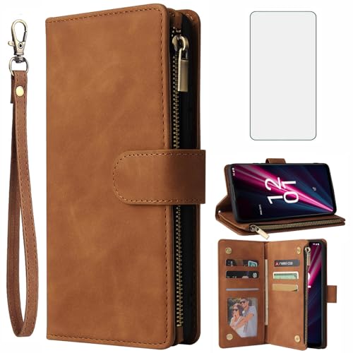 Étui portefeuille Revvl 6/6X 5G Asuwish marron avec protège-écran