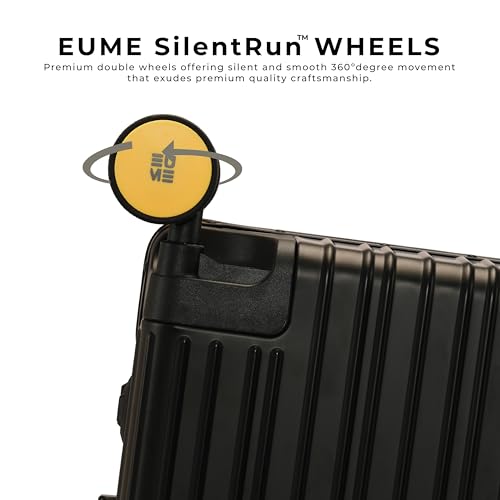 Image of EUME 100% Aluminium Cabin Trolley Bag Small for Travelling 50cm | Durable High-End 8 Silentrun 360 Degree Spinner Wheels | Premium Trolley Bag Small for Travel (Black with Yellow Wheels)