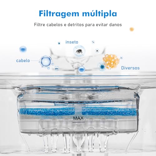 2.2L Bebedouros para gatos, Bebedouro para cães, Fonte gatos Bebedouro, Bebedouro com Filtro Quádrup
