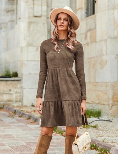 Zeagoo-Vestido-de-Mujer-de-Manga-Larga-y-Cuello-Redondo-para-Otono-con-Bolsillos-Elegante-Vestidos-hasta-la-Rodilla-Invierno Zeagoo-Vestido-de-Mujer-de-Manga-Larga-y-Cuello-Redondo-para-Otono-con-Bolsillos-Elegante-Vestidos-hasta-la-Rodilla-Invierno