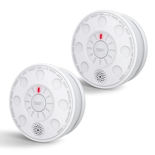ZYTA Smoke alarms for home 2pack 5-YEAR-Battery Powered 10 years Life Optical Smoke Alarm Fire Smoke detector with LED Indicator for office