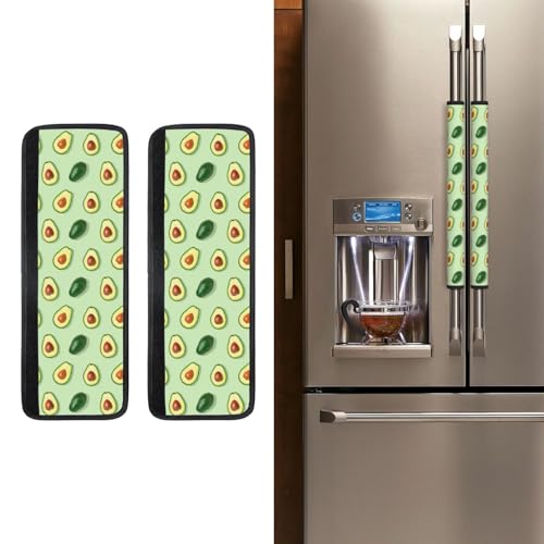 NeuKim Lovely Green Avocados Refrigerator Door Handle Covers Kitchen Appliances Gloves for Microwave Dishwasher Fridge Door Cloth Protector Covers