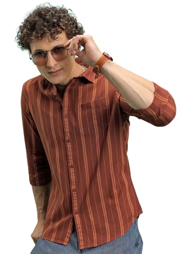 Image of Highlander Men's Slim Fit Striped Shirt | Full Sleeves | Everyday Wear Stylish Shirt for Men