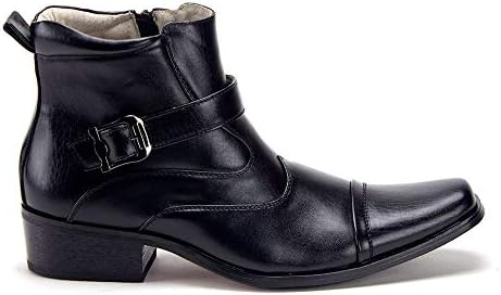 Jazamé Men's 40126 Leather Lined Zipper Ankle High Cap Toe Dress Boots, Black, 8.5 | Image 1