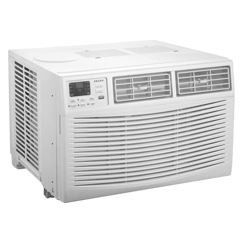 Amana 24,000 BTU 230V Window-Mounted Air Conditioner with Remote Control, AC for Rooms up to 1500 Sq.Ft, 24H Timer, 3-Speed, Auto-Restart, Digital Display, ​White