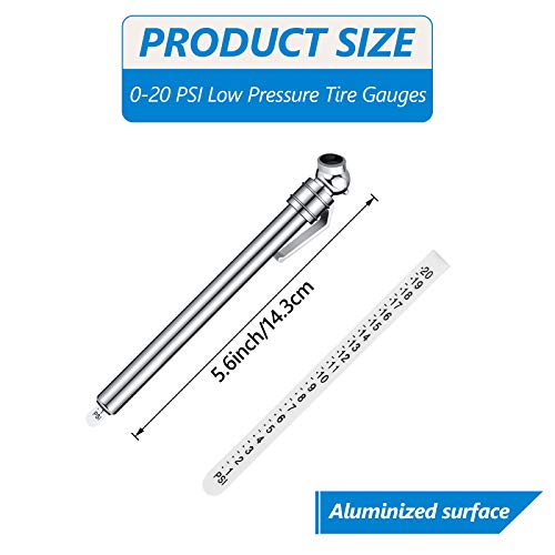 2 Pieces 020 PSI Low Pressure Tire Gauges Pencil Tire Gauges Low