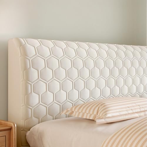 Funda para Cabecera De Cama En Seda De Hielo Tamaños King Queen Individual Y Doble para Decoración Moderna De Dormitorio Resistente Al Polvo,Blanca,150CM