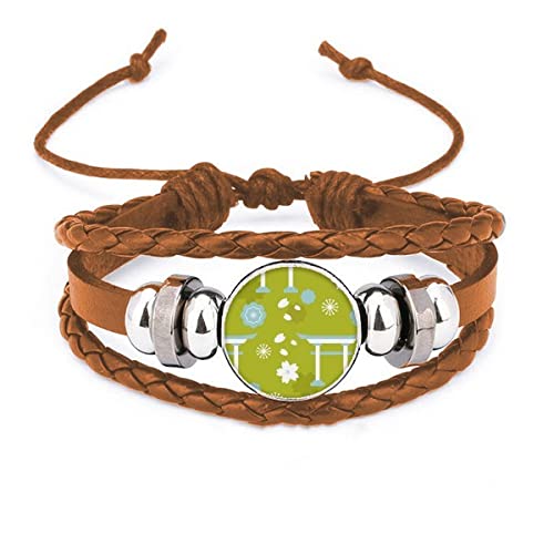 Bracelet japonais en cuir ornement bleu vert blanc pour homme et femme