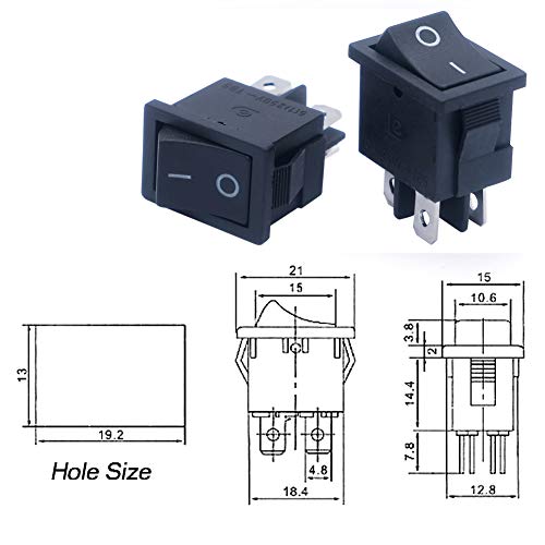 Snapklik.com : Mxuteuk 5pcs Snap-in DPST Rocker Switch Toggle Power ON ...