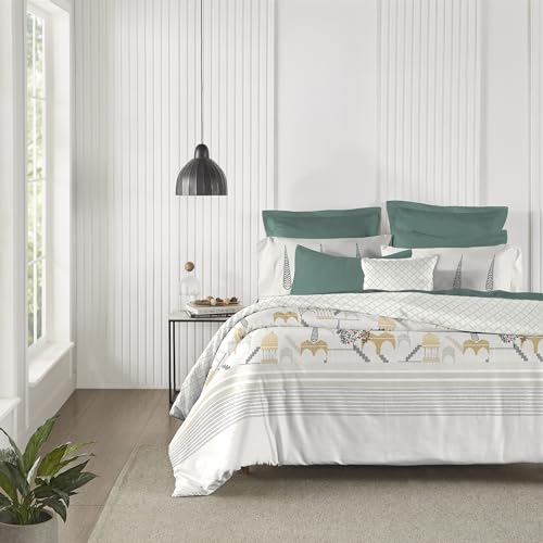 Image of Trident King Size Bedsheet Cotton Road To Jaipur Collection 100% Cotton Bedsheet For Double Bed Cotton 1 King Size Bedsheet With 2 Pillow Covers Super Soft 210 Thread Count-Noor Honey Mustard, 210 tc