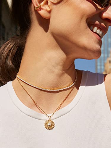 Tennis Necklaces For Women,Gold Choker Necklaces For Women,14K Gold Plated Cubic Zirconia Sparking Tennis Choker Necklaces,Simulated Diamond Crystal Necklaces,Bridal Wedding Jewelry For Women #TOP1