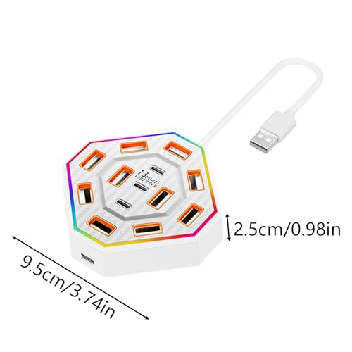 Concentrador USB funcional de 13 puertos y luces RGB para universidad 6