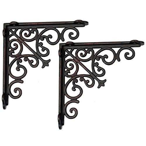 Victorian Shelf Bracket 18 X 18 Cm L-Shaped Shelf Bracket Heavy Duty Pack Of 2 (Antique Black)- Deco Window #TOP1