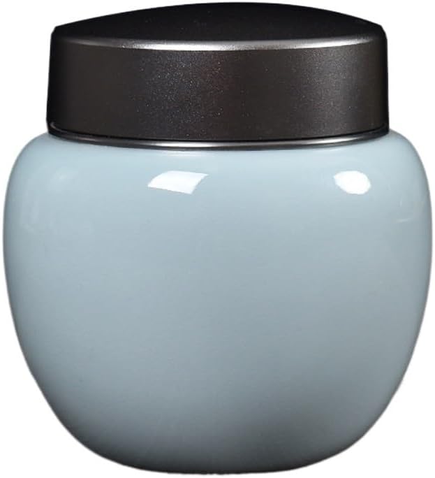 SONGCHAO Sugar Jar Celadon Tea can, Ceramic Sealed, Portable Travel Storage, Home Box Tea Canister(A)