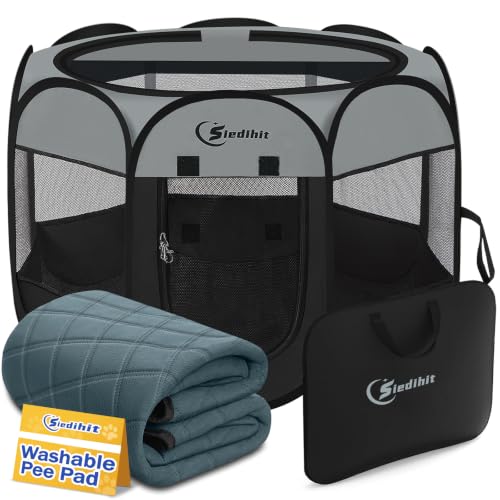 Image of Siedihit Dog Cat Playpen with Washable Pee Pad, Puppy Pet Playpen