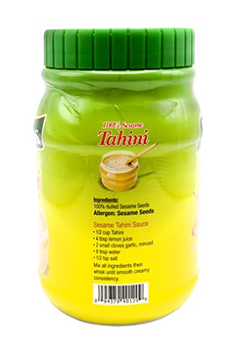 Byblos Tahini Paste for Hummus Baba Ganoush 16oz Natural Stone Ground Lebanese Sesame Paste Vegan Cholesterol-Free No Preservatives Perfect for Delicious Middle Eastern Dishes