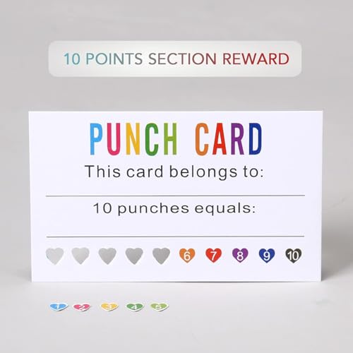 Image of ONEDONE Punch Cards 200 Pack Reward Punch Cards for Classroom Incentive Awards for Kids Students Teachers Classroom Supplies Loyalty Card for Business - 3.5 inch x 2 inch Heart