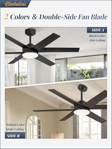 Image of Fanbulous 52 inch Outdoor Ceiling Fans with Lights, Dimmable 3CCT, Black