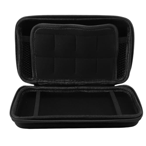Estuche de Transporte Duro Compatible con 3DS/ Nuevo 3DS XL/Nueva Consola y Accesorios 2DS XL, Organizador Portátil de Mano para Almacenamiento y Soporte, Bolsa de Viaje a (Black)