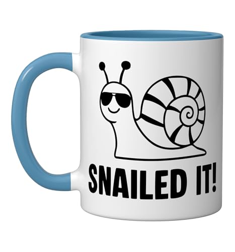 Taza de cerámica azul/blanca con diseño caracol retro miniatura 1