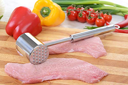 GRÄWE Vleeshamer van roestvrij staal, dubbelzijdig, vleesklopper met twee bewerkingsvlakken incl. glad en genoppterr oppervlak, 28 cm - Image 6