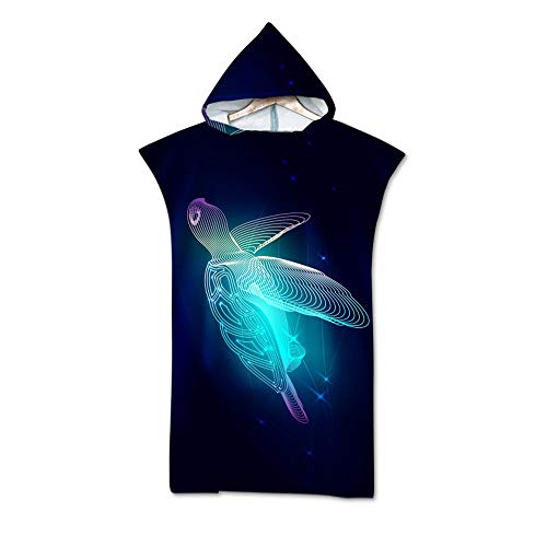 Oduo Serviette Poncho de Surf Microfibre, Impression Animal Tie-Dye Surf À Capuchon Mode Changement Peignoir de Bain Changing Towel (Tortue,75 * 110cm) Cover