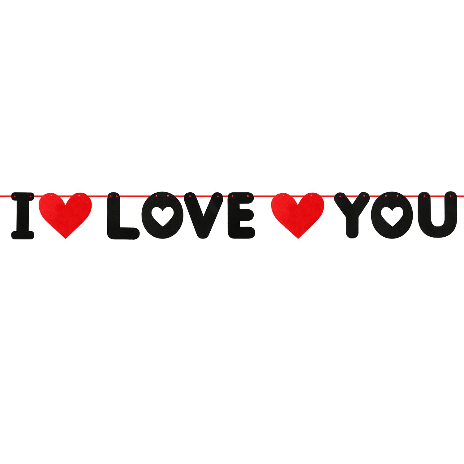 Bojueshaw Black "I Love You" Felt Banner - Reusable Decorative Love Flag For Wedding And Valentine's Day Parties, Sturdy Material, Ideal For Room Decoration