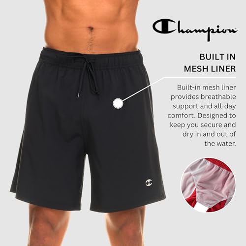 Champion Mens Swim Trunks with Mesh Liner, 7" Inseam Quick Drying Mens Bathing Suit, Board Shorts for Swimming and Beach2
