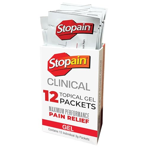 Stopain Pain Relief Clinical Gel Packets USA Made Max Strength Fast Acting with MSM Glucosamine Menthol for Lower Back Sciatica Knee Neck HSA FSA Topical Analgesic Products 12 Pack