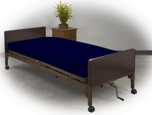 Image of Twin XL Cotton Jersey Sheet Set, Soft & Comfy, Hospital, Navy Blue