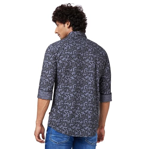 Image of Spykar Men's Regular Fit N /A Full Sleeve Printed Casual Shirts