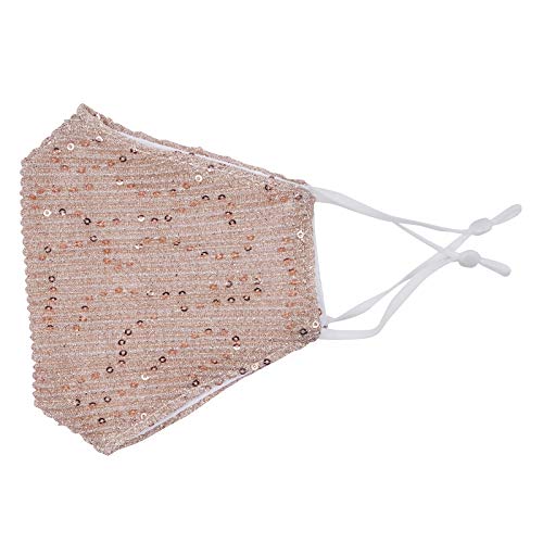 NUÜR - Mascarillas reutilizables de algodón con lentejuelas, transpirable, elegante, brillante, ideal para pubs, clubes, fiestas, color rosa