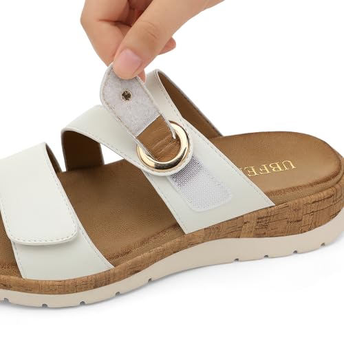 Image of UBFEN Womens Low Wedge Sandals Comfortable Walking Slide with Arch Support 2 Adjustable Strap for Casual Outings and All-Day Wear