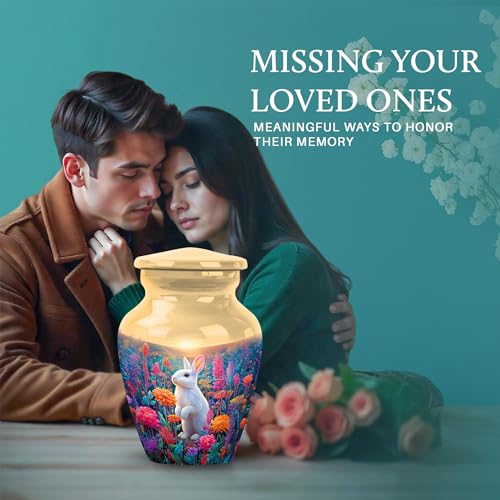 Image of Rabbit Urn - Keepsakes Urn for Ashes - 3 Inch - Pack of 4 - Cremation Urns Human Ash - Decorative Urns for Male & Female Ashes - Unique Urns