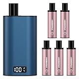 電子タバコ シーシャ vape ポッド交換式 べイプ LEDディスプレイ搭載 爆煙 使い捨てカートリッジ 充電可能 持ち運び 水蒸気タバコ ニコチンなし タールなし 禁煙 ネイビー DBL BOX (本体＋ストロベリー*5)
