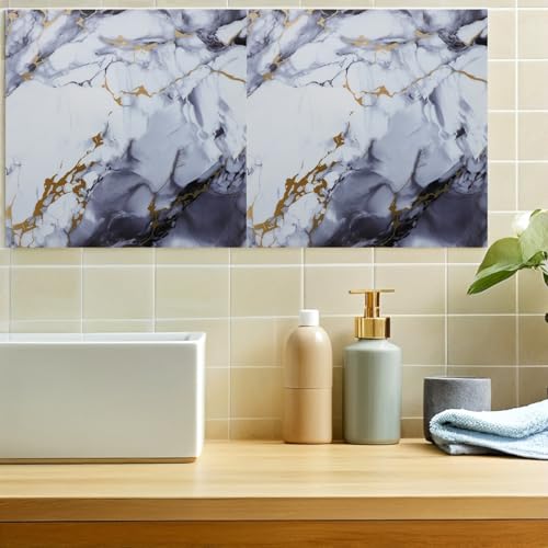 DOITOOL 10 Piezas Mosaicos de Pared Autoadhesivos de Mármol de PVC para Cocina 7