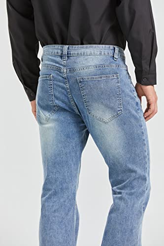 Image of Men's Relaxed Vintage 60s 70s Bell Bottom Stretch Fit Classic Comfort Flared Flares Retro Leg Disco Denim Jeans Pants