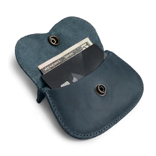 Image of Hide & Drink, Cat Shape Wallet Handmade from Full Grain Leather - Slate Blue