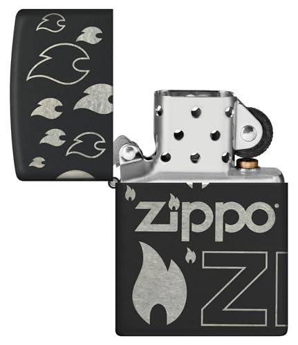 Image of #NZippo Design Black Matte with Chrome,Windproof Pocket Lighter, Fuel Refillable, BIS Certified
